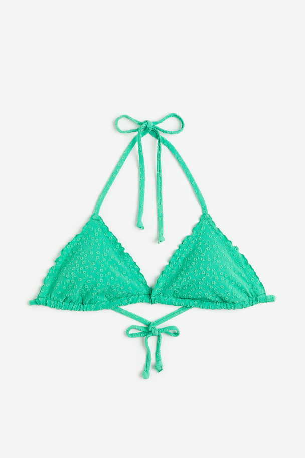 H&M Wattiertes Triangel-Bikinitop Knallgrün