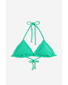Wattiertes Triangel-Bikinitop Knallgrün
