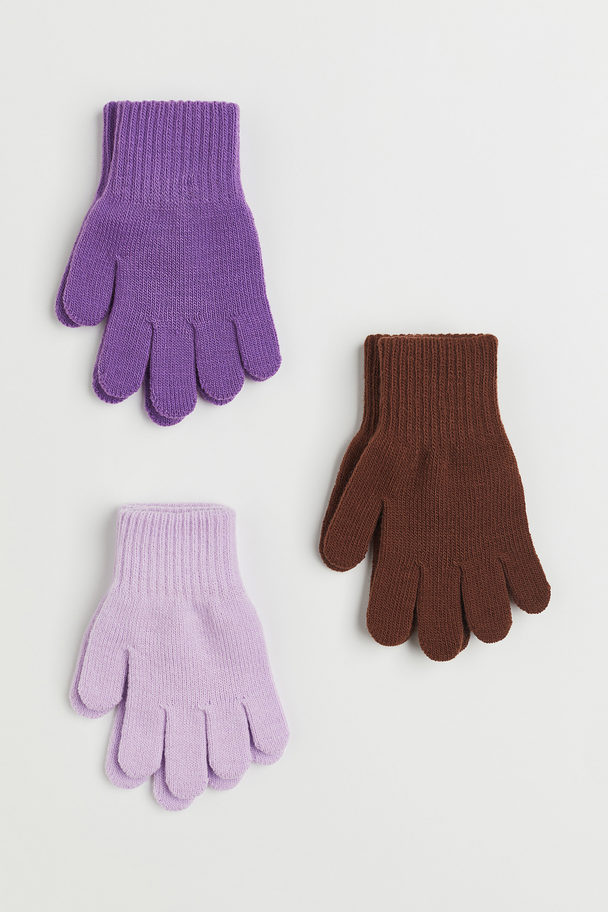 H&M 3-pack Gloves Light Purple/plum
