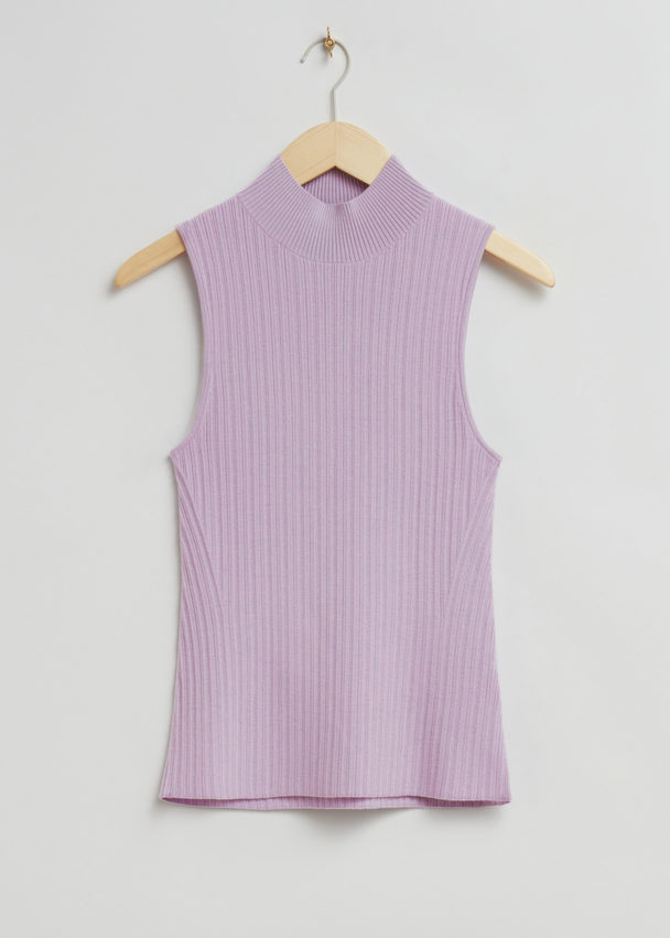 & Other Stories Sleeveless Mock Neck Ribbed Top Lilac