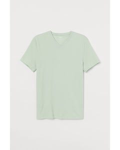T-shirt Met V-hals - Slim Fit Mintgroen