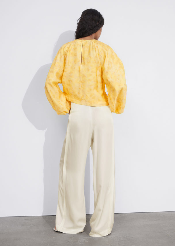 & Other Stories Balloon-sleeve Top Yellow