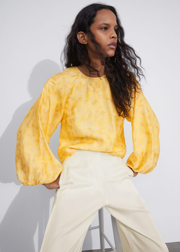 & Other Stories Balloon-sleeve Top Yellow