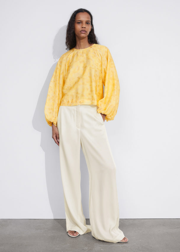 & Other Stories Balloon-sleeve Top Yellow