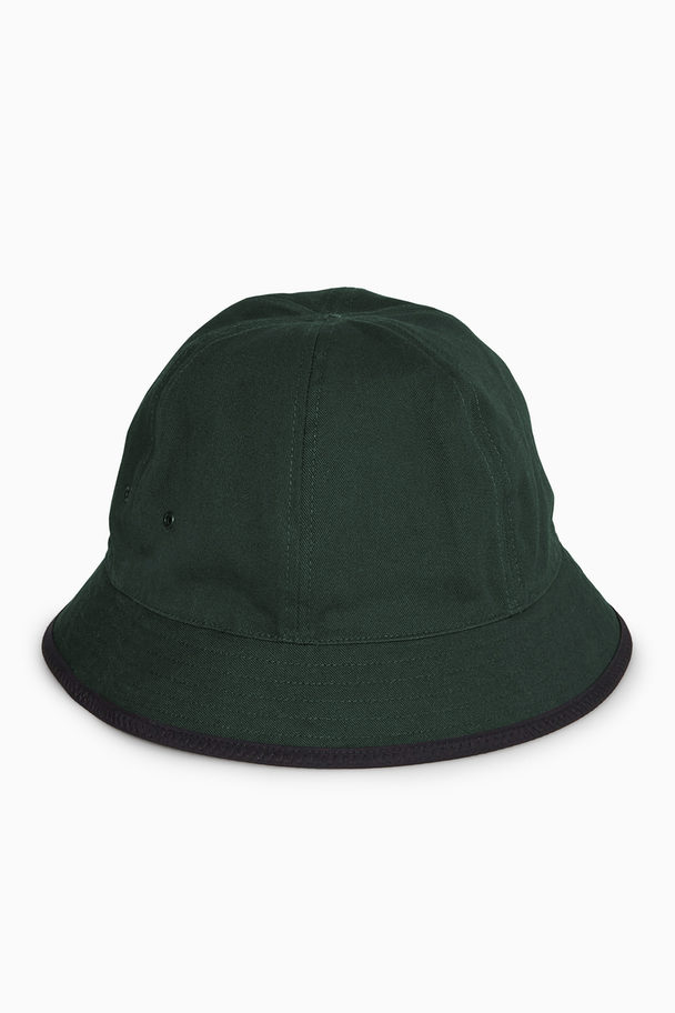 COS Reversible Nylon Bucket Hat Black / Dark Green