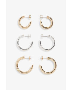 Assorted Hoop Earrings Silver And Gold