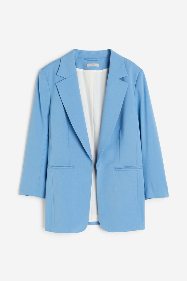 H&M Blazer Met Driekwart Mouwen Lichtblauw