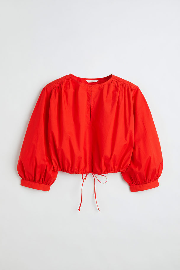 H&M Short Cotton Blouse Red