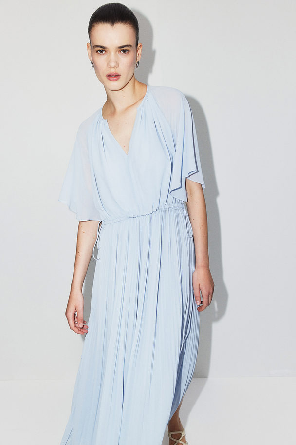 H&M Mama Pleated Nursing Dress Light Blue