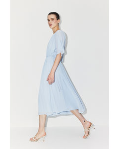 Mama Pleated Nursing Dress Light Blue