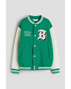 Motif-detail Baseball Jacket Bright Green/boston
