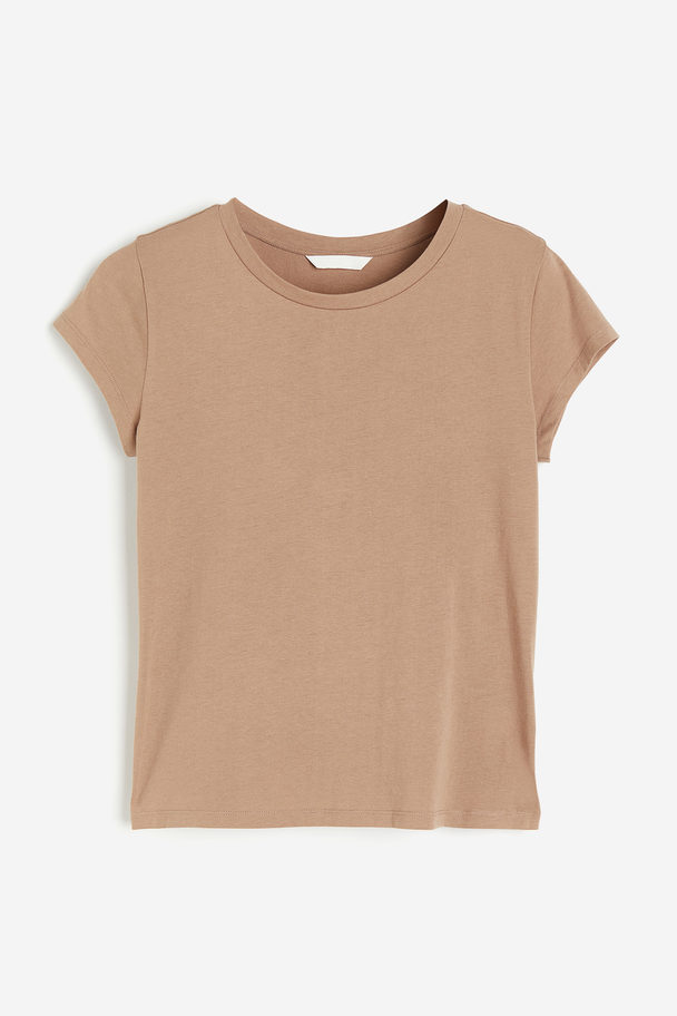 H&M Katoenen T-shirt Donkerbeige