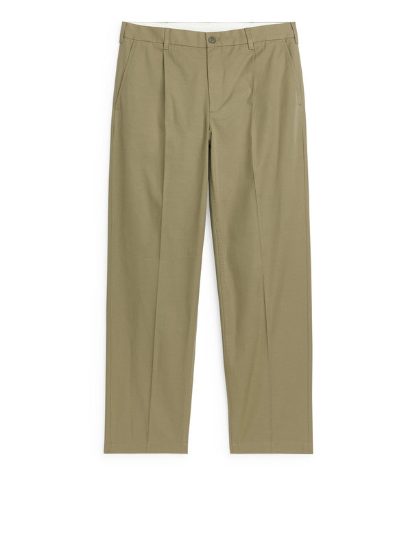 ARKET Cotton Trousers Khaki Green