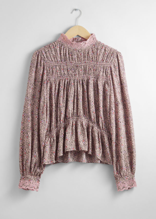 & Other Stories Gesmokte Blouse Lila/roze