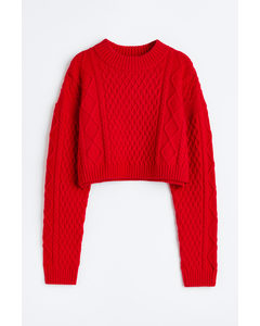 Cable-knit Jumper Red