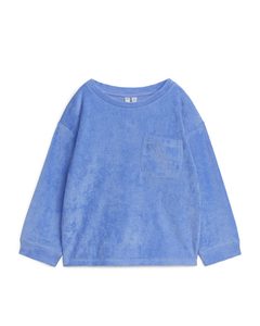 Langärmeliges Frottee-T-Shirt Mittelblau
