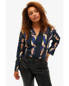 Pyjama Shirt With Sheetah Print Black With Sheetah Print