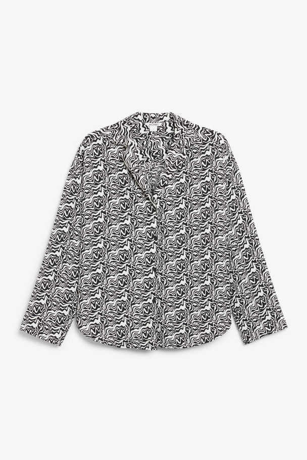 Monki Pyjamaoberteil mit schwarz-weißem Wirbelmuster Retrowirbelmuster schwarz-weiß