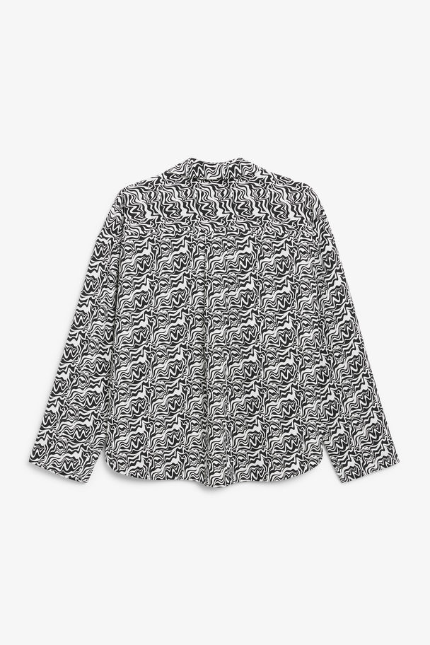 Monki Pyjama Shirt With Black & White Swirls Black And White Retro Swirls