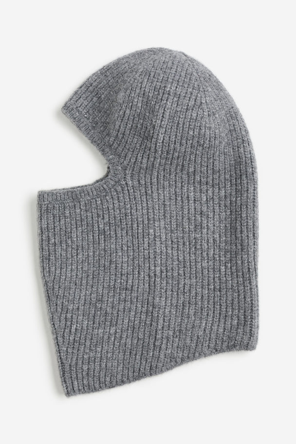 H&M Rib-knit Balaclava Grey Marl