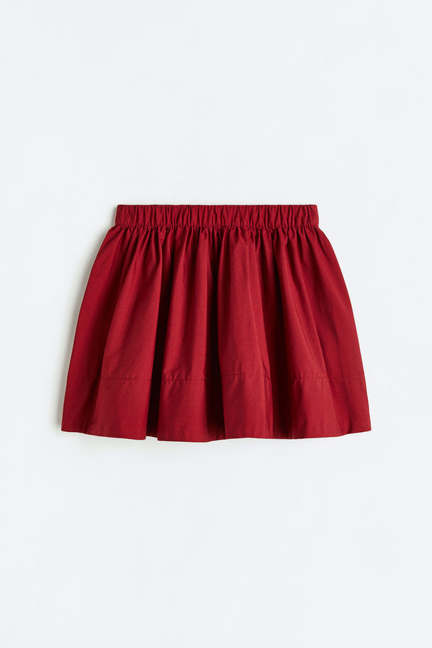 H&M Voluminous Cotton Skirt Dark Red