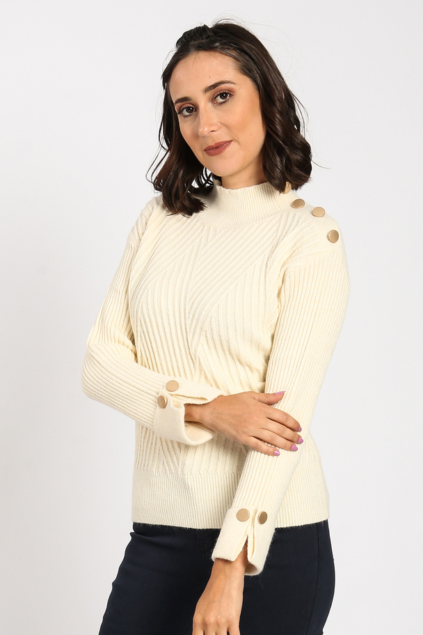 William de Faye Large Diamond Sweater In Front Of Buttons At The Shoulder And Cuff