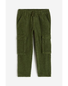 Lined Cargo Corduroy Joggers Dark Khaki Green