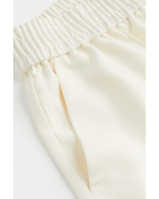 H&M Crease-leg Lined Satin Trousers Cream