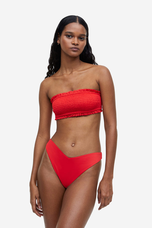 H&M Gesmoktes Bandeau-Bikinitop Rot