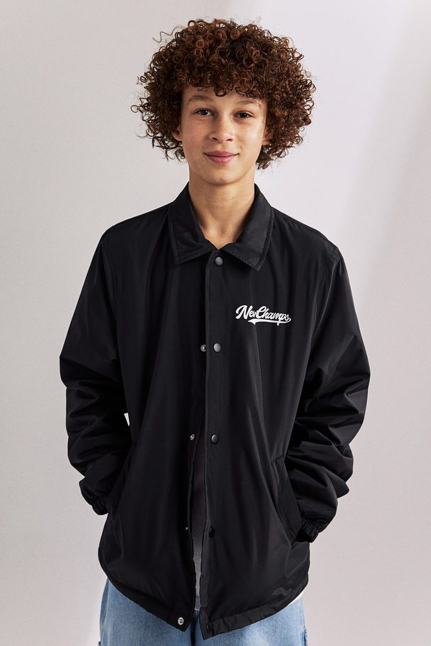 H&M Printed Coach Jacket Black