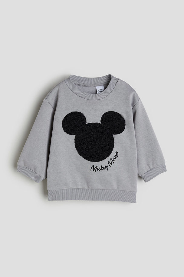 H&M Sweatshirt mit Motiv Grau/Micky Maus