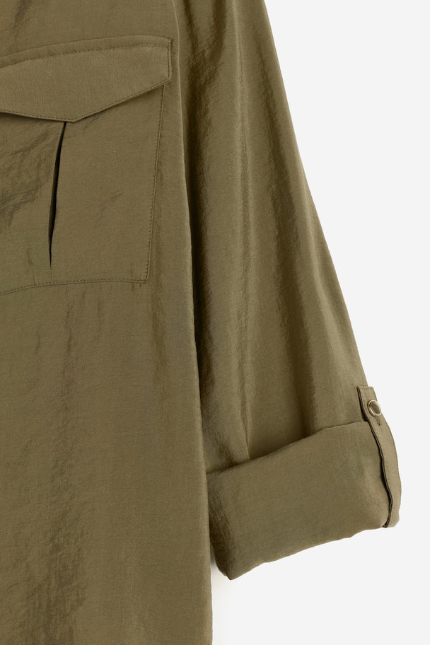 H&M Utility-Bluse aus einer Modalmischung Khakigrün
