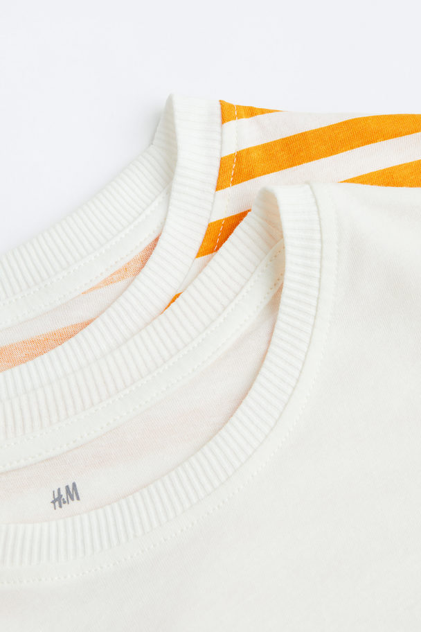 H&M Set Van 2 Shirts Van Katoenen Tricot Oranje/gestreept