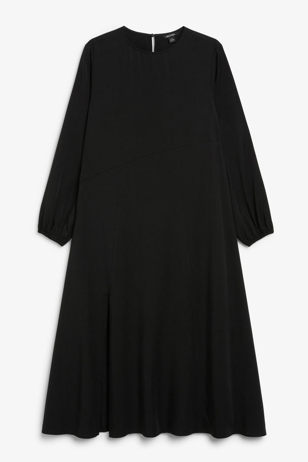 Monki Black Asymmetric Midi Dress Black