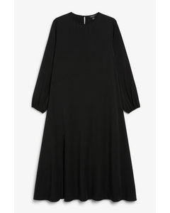 Black Asymmetric Midi Dress Black