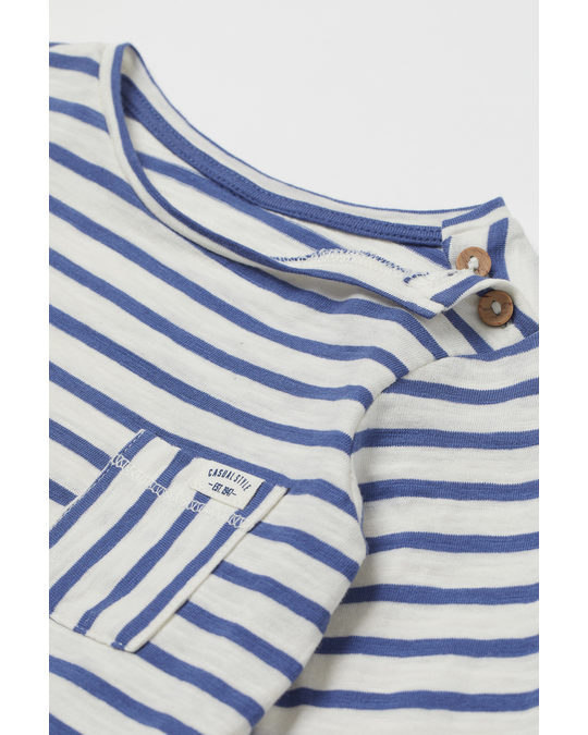 H&M 2-pack Jersey Tops Blue/striped