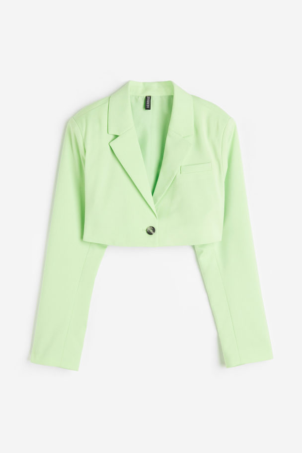 H&M Cropped Blazer Light Green