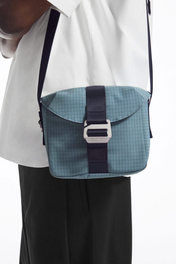 COS Grid Crossbody Bag - Ripstop Steel Blue / Grid