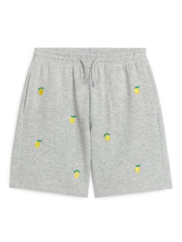 ARKET Embroidered Sweatshorts Grey Melange