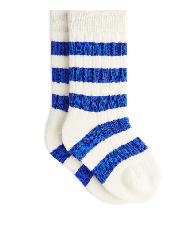 ARKET Ribbed Baby Socks White/blue