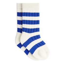 Ribbed Baby Socks White/blue