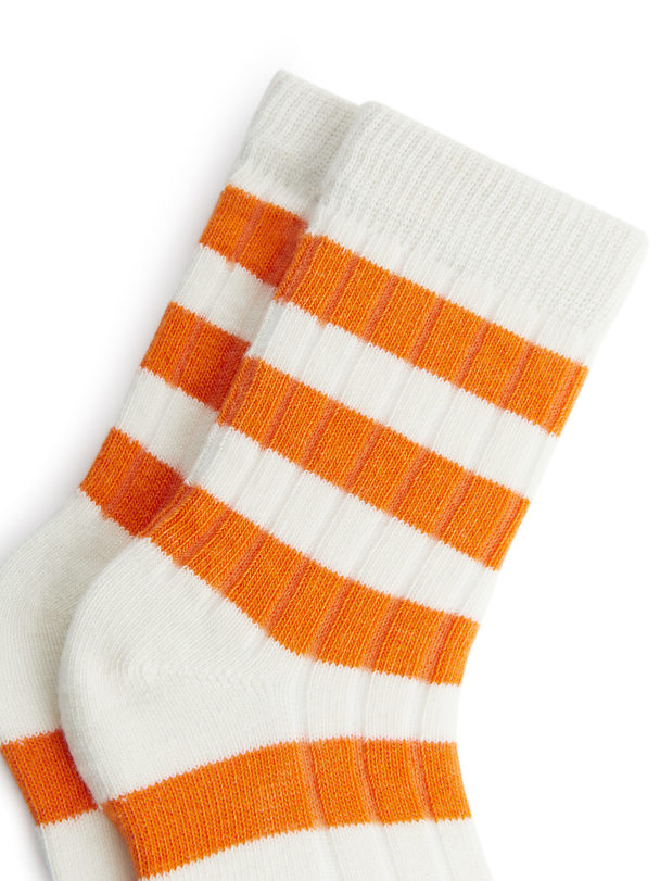 ARKET Ribbed Baby Socks White/orange