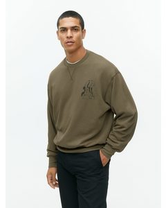 Sweatshirt mit Print Khaki