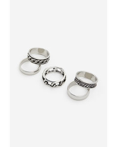 5-pack Rings Silver-coloured