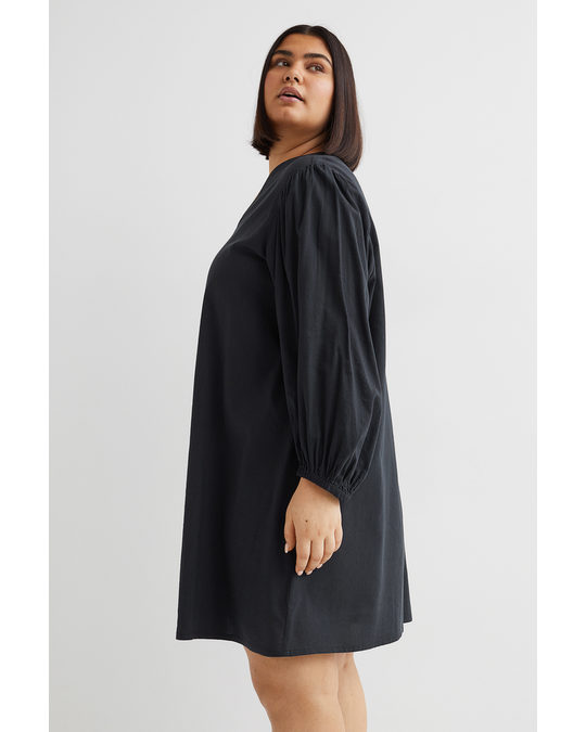 H&M H&m+ Balloon-sleeved Dress Black