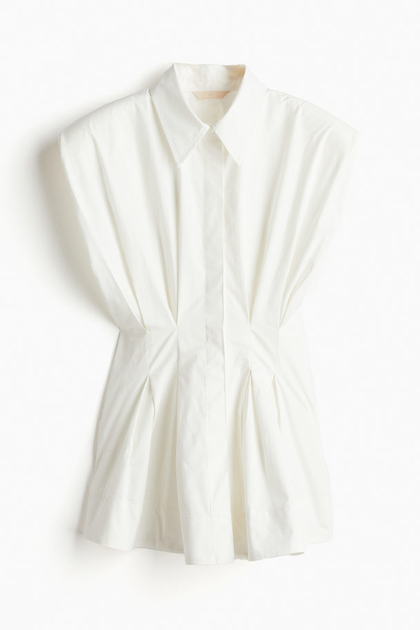 H&M Waisted Cotton Blouse White