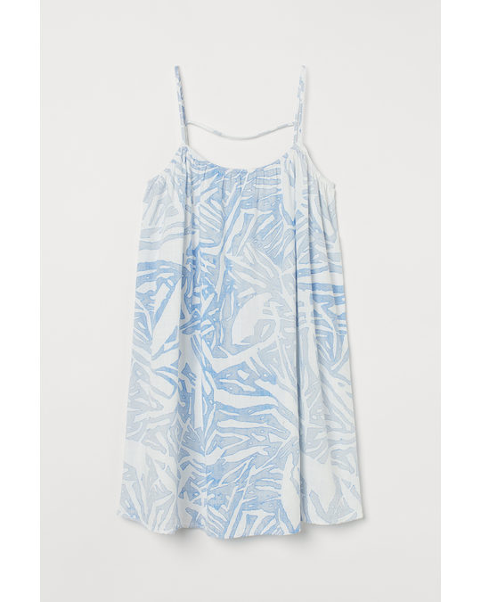 H&M Wide Dress White/blue Patterned
