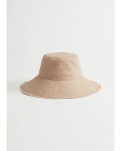 Raw Edge Cotton Bucket Hat Beige