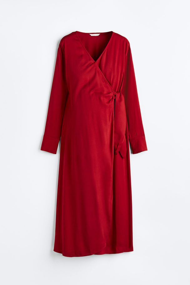 H&M Mama Wrapover Dress Dark Red