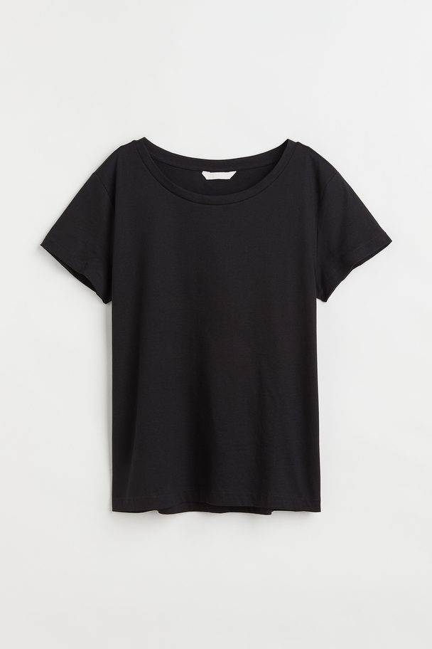 H&M T-Shirt aus Baumwolle Schwarz